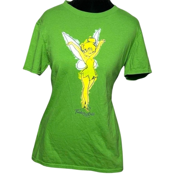 Disney Tinkerbell Green T-Shirt Small Official Y2K Fairy Cottagecore Whimsigoth - Picture 1 of 5
